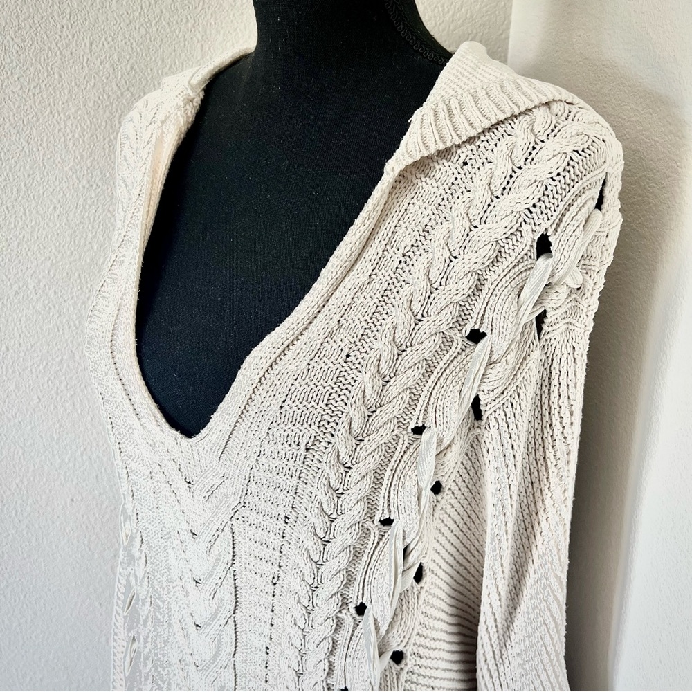 RARE • Free People Corset Lace-Up Oversized Sweater • - Picture 2 of 10